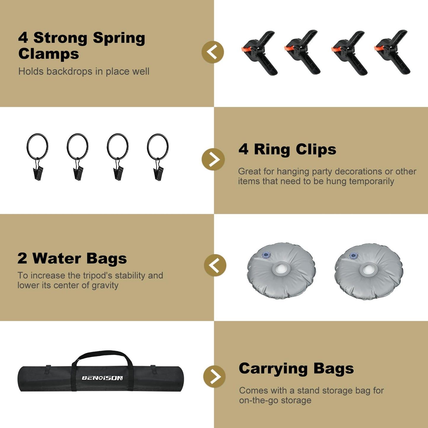 Backdrop Stand - 10x7ft(WxH) Photo Studio Adjustable Background Stand Support kit with 4 Crossbars, 8 Clips, 2 Waterbags and Carry Bag for Parties, Events Decoration, Wedding, Photography