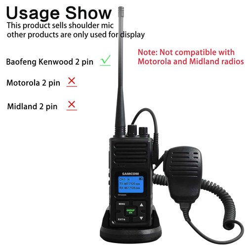 SAMCOM Speaker Mic for Two Way Radios,2 Pin Walkie Talkies Shoulder Mic, Handheld Walkie Talkie Microphone for Most 2 Way Radio, K Type Radio Microphone with PTT (6 Pack)
