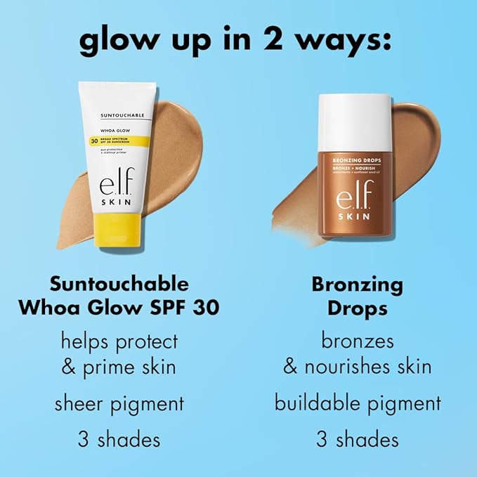 e.l.f. SKIN Bronzing Drops, Liquid Bronzer For Face & Skin, Creates A Sun-Kissed Glow, Infused With Vitamin E, Vegan & Cruelty-Free, Rose Gold