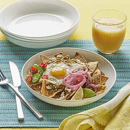 Corelle 4-Pc Versa Bowls for Pasta Salad and More, Service for 4, Durable and Eco-Friendly 30-Oz, Compact Stack Bowl Set, Microwave and Dishwasher Safe, White