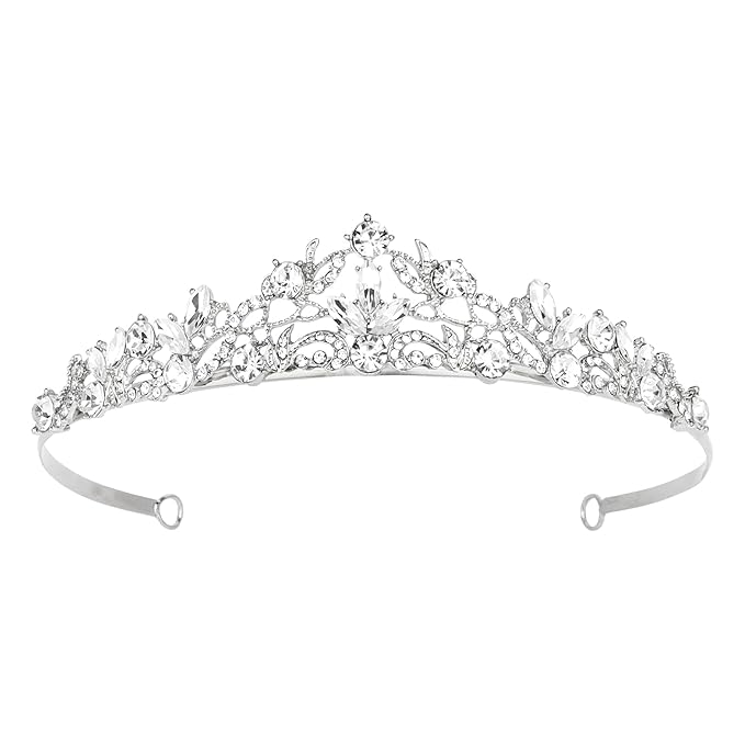 Amariver Silver Wedding Crown Crystal Small Tiara for Women Queen Crowns Princess Headband Rhinestones Tiaras for Bride Sp...