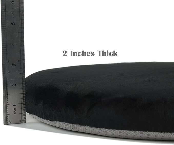 Sigmat Memory Foam Seat Cushion Anti-Slip Soft Round Chair Pad 16 Inch Velvet Black