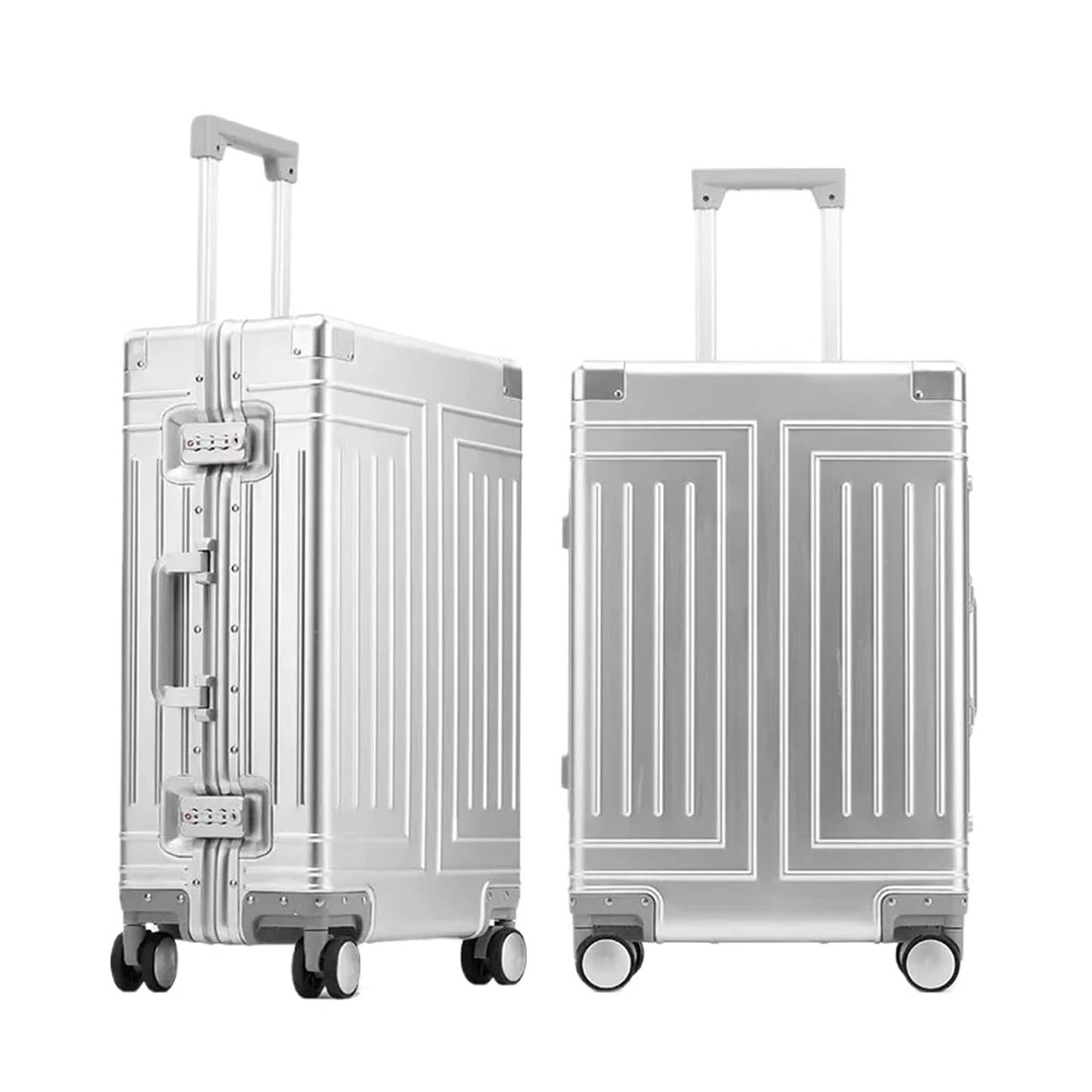 MUdson Trunk 20''24''26''29 Inch All Aluminum Alloy Roller Suitcase Trolley Luggage Suitcase Rolling Bag Durable (Color : Silver, Size : 29")