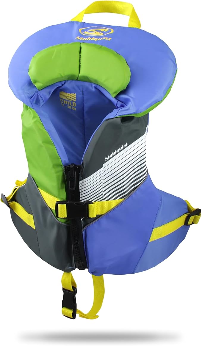 Stohlquist Child Life Jacket, US Coast Guard Approved, Type III Life Vest (30-50 lbs) for Kids and Children, Support Colla...