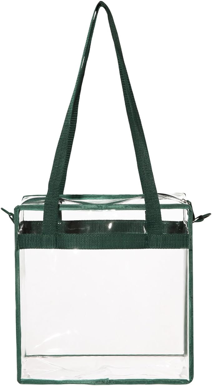 BAGAIL Clear Bags 12x6x12 Stadium Approved Clear Tote Bag with Zipper Closure Crossbody Shoulder Bag with Adjustable Strap