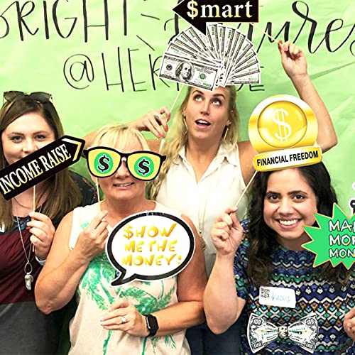 YiiiGoood Fun Money Theme Photo Booth Props Dollar Theme Selfie Props for Birthday Wedding Bachelorette Graduations Party