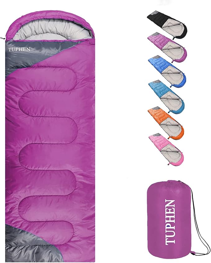 tuphen- Sleeping Bags for Adults Kids Boys Girls Backpacking Hiking Camping Microfiber Liner, Cold Warm Weather 4 Seasons ...