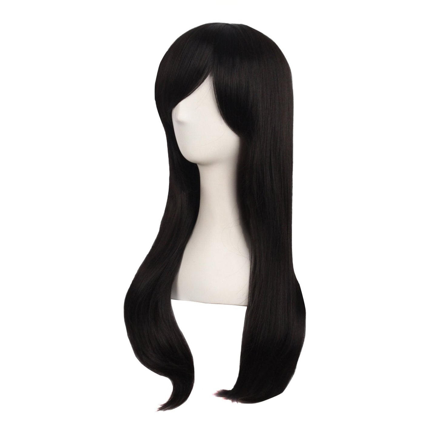 MapofBeauty 24 Inch/60cm Side Bangs Stylish Long Great Wavy Curly Cosplay Party Wig(Black)
