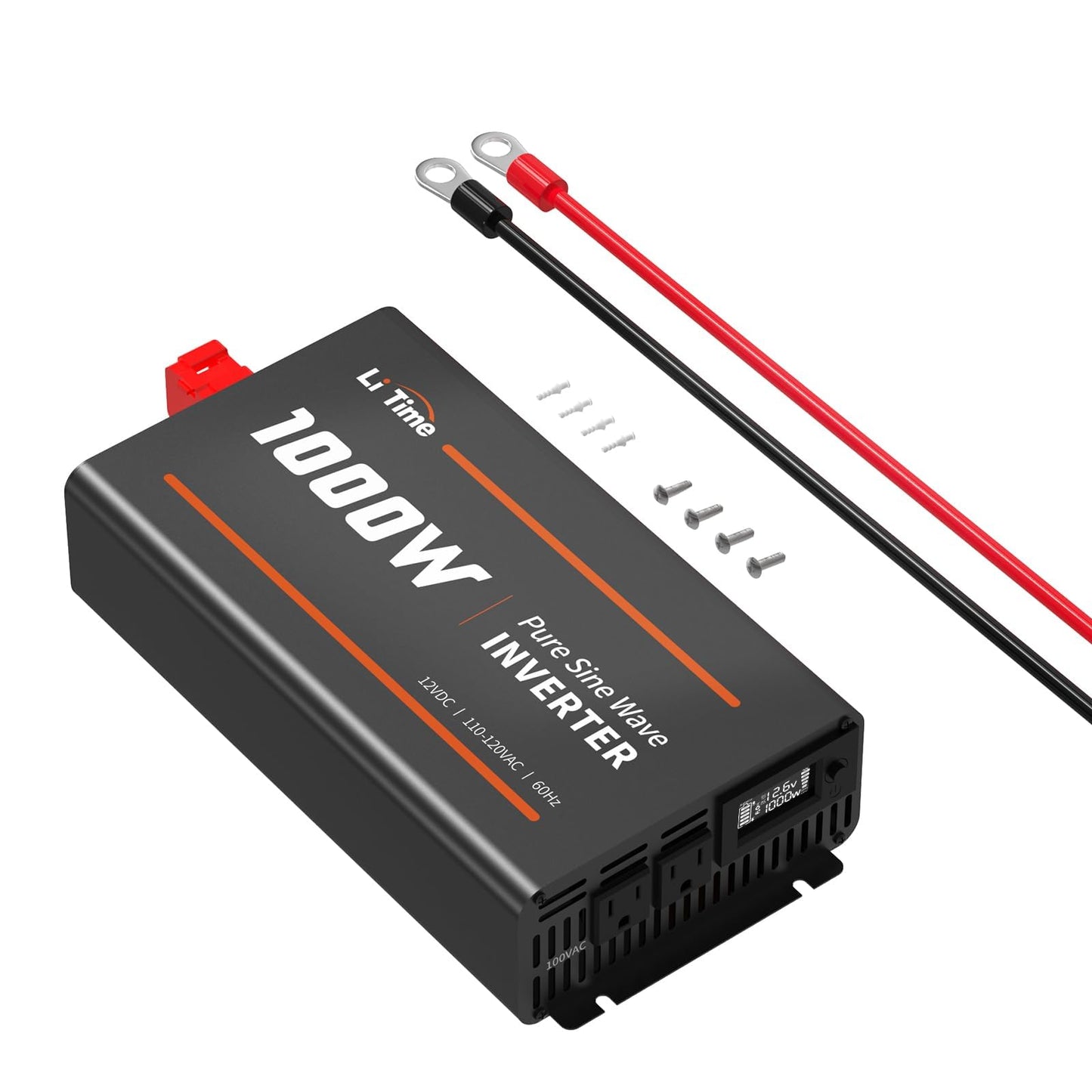 Litime 1000W Pure Sine Wave Inverter 12V Dc To 120V Ac Converter For Home, Rv, Truck, Camping, Built-In 2 Ac Outlets, Off-Grid S