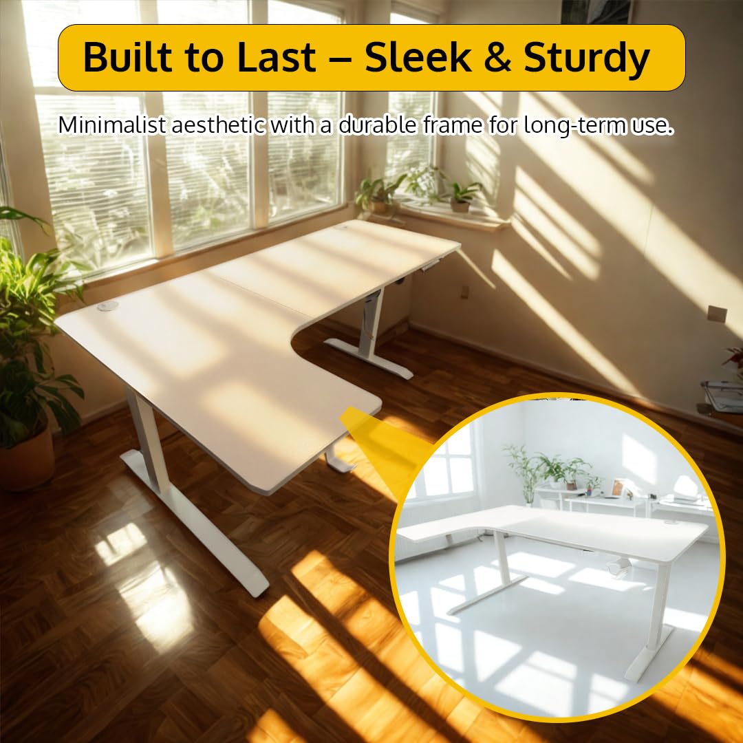 Standing Desk - 63 x 24 Inch L Shaped Electric Height Adjustable Desk - Ergonomic Left Corner Work Station Setup for Home Office, Gaming, Sit Stand, Large L Shaped Wooden Table for PC Computer, Laptop