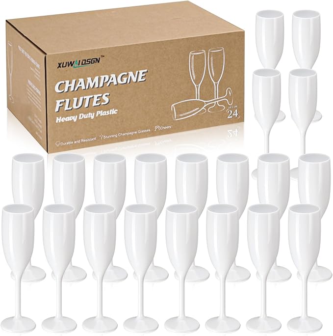 XUWAIDSGN Champagne Flute Acrylic Champagne Glasses Wedding Toasting Champagne Flute Goblet Plastic Reusable Unbreakable C...