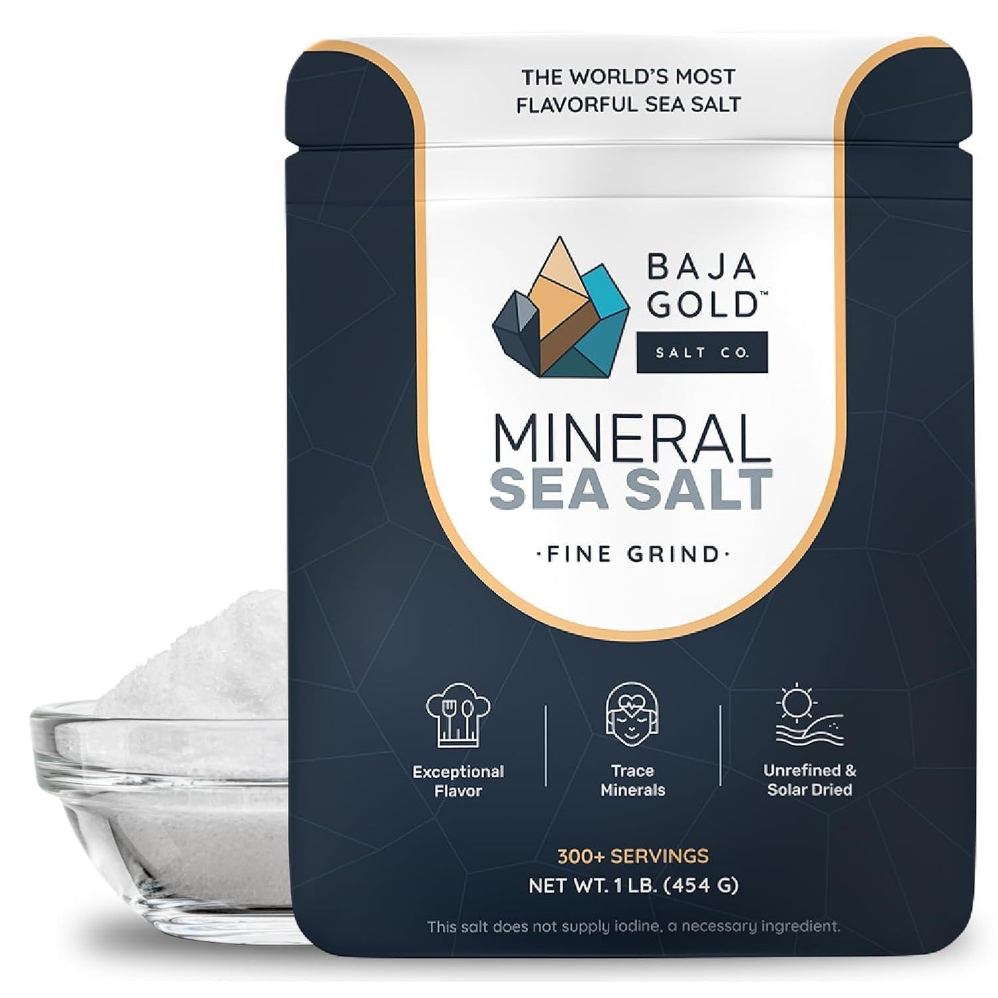 Baja Gold Mineral Sea Salt - Pure & Organic Real Salt for Cooking & Baking | Fine Grind Sea Salt - Low Sodium | Natural Baja Salt - Ideal for All Culinary Uses | 1 lb. Resealable Bag, 300+ Servings