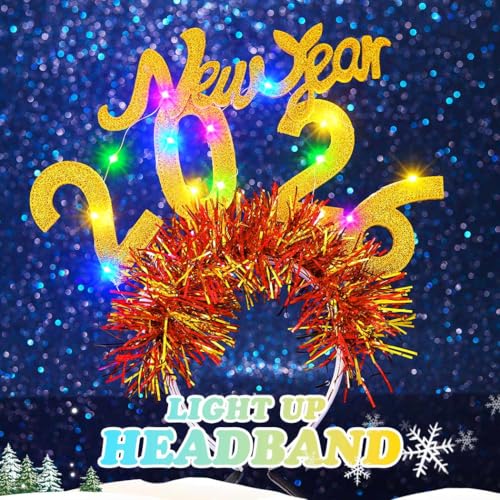 EVILD Happy New Year Headband Gold New Year 2026 Hair Accessories for Women (1 Gold)