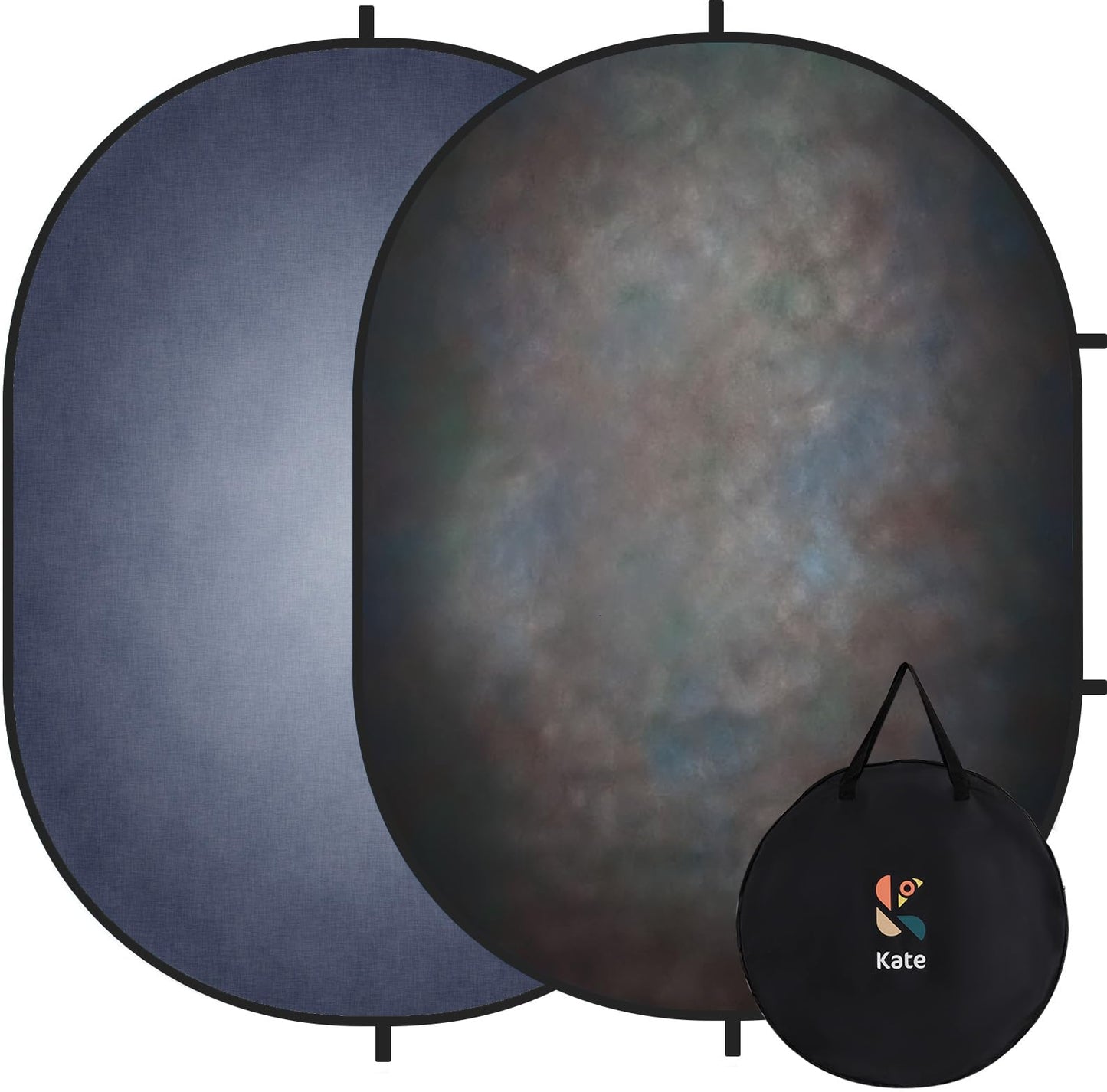 Kate 5x6.5ft(1.5x2m) Dark Grey Collapsible Backdrop Texture Folding Double Sided Pop up Backdrops for Photoshoot, Home Video Conference
