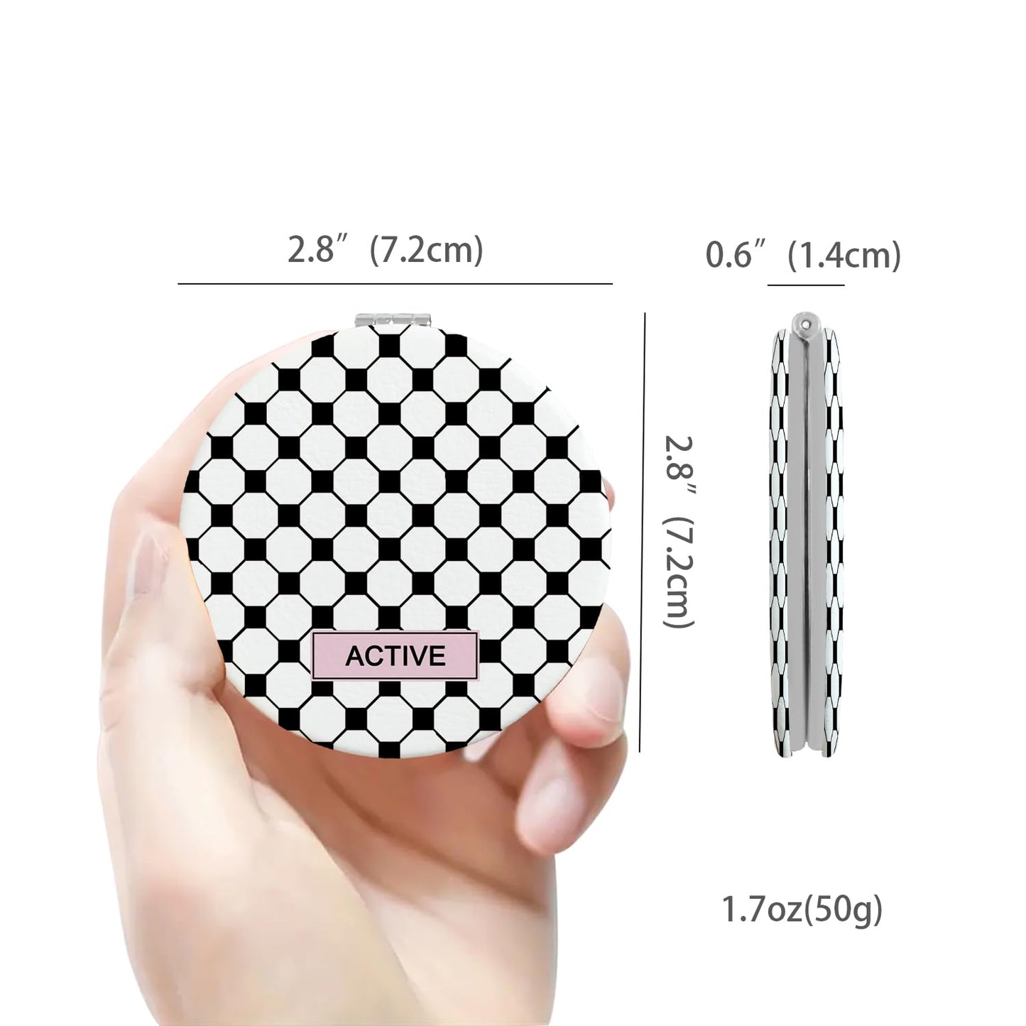 PDOZV Cheap Small Compact Mirror, Round 2.8    Metal Frame PU ClothLines Style Double Sided Mini Magnifying 1X/3X Mirror for Pur