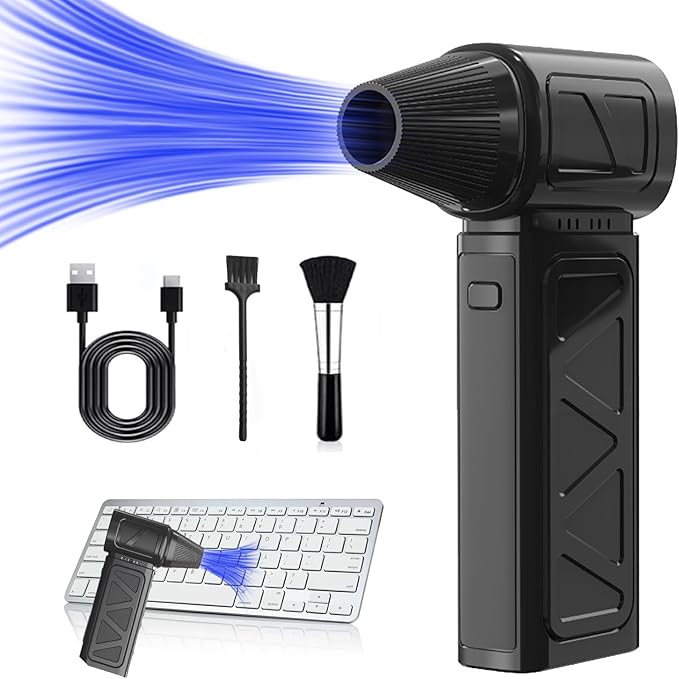 Compressed Air Duster 130000 RPM Electric Air Duster, Reusable no Canned Keyboard Cleaner for Office, Cordless Air Duster for Computer/Car
