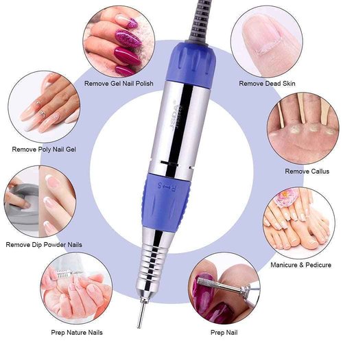 Makartt Nail Drill with Nail Bits Bundle, Electric Nail Drill Machine and Carbide Diamond Ceramic Acrylic Nail Drill Bits 7Pcs Remove Acrylic Nail