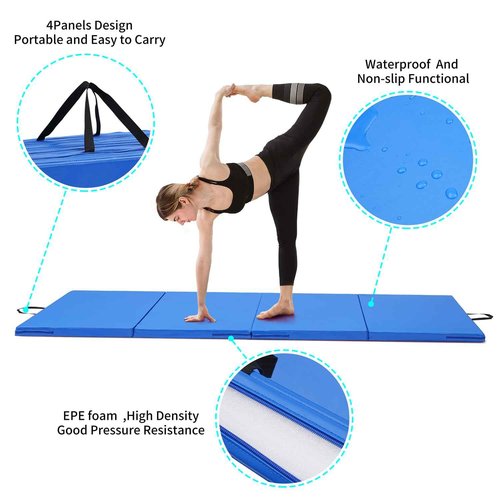 Gymnastics Mat 3'x6'x2'' Exercise Mats for Home Workout Gym Mat with Carrying Handles for Home Aerobics Yoga, MMA, Stretching, Core Workouts