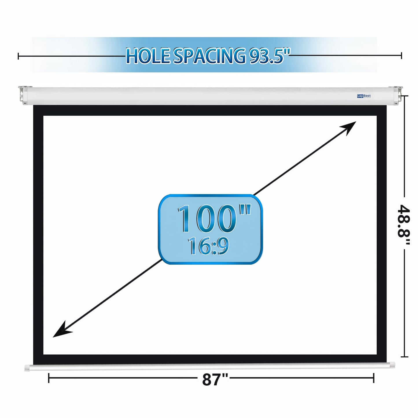 LopBast Screen 100" Motorized Projector Screen - Indoor and Outdoor Movies Screen 100 inch Electric 16:9