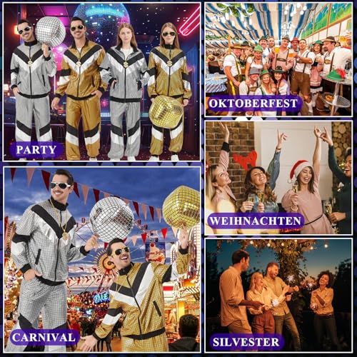 Ezuwail Disco Costume for Men Women – 70s 80s 90s Outfits Retro Party Tracksuit, Couples Disco Costumes Halloween Outfit