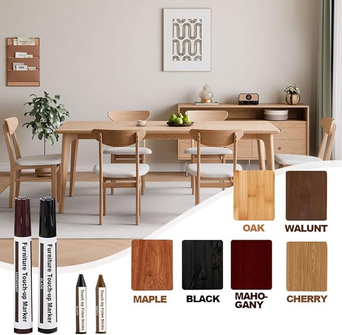 Wooden Furniture Floor Scratch Repair Markers and Wax Sticks for Stains, Scratches, Wood Floors, Tables, Desks, Carpenters, Bedposts, Touch Ups, and Cover Ups (Set of 13)
