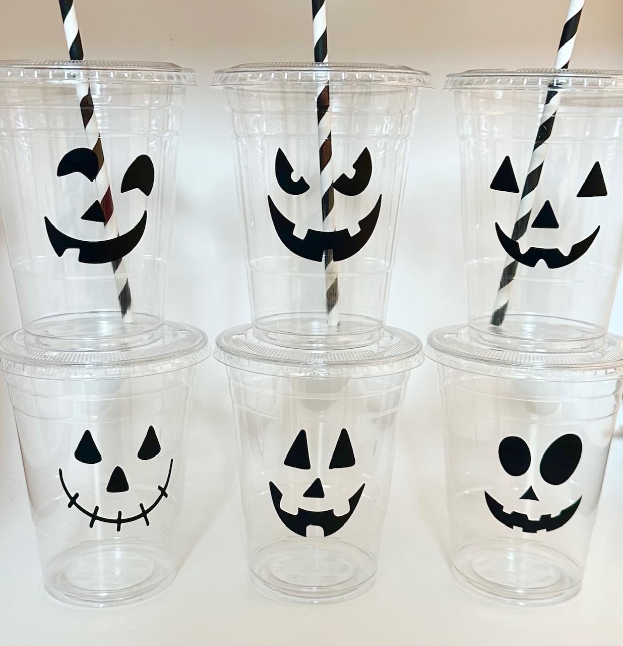 Halloween Pumpkin Face Jack O Lantern Cups Set of 12 Disposables Jackolantern Summerween