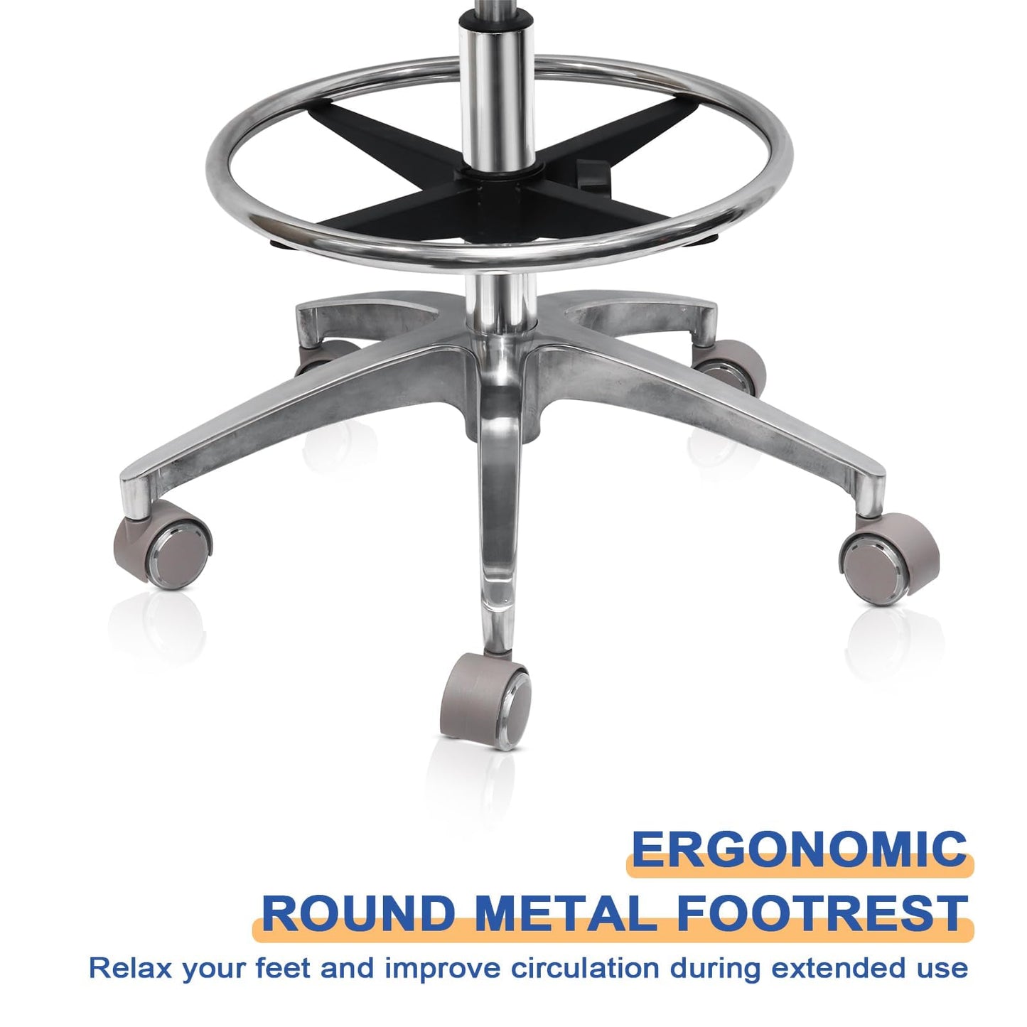 LIMKOMES Round Rolling Stool with Seat and Footrest Dental Chair with Rotatable Armrests for Dentist Office Shop Home