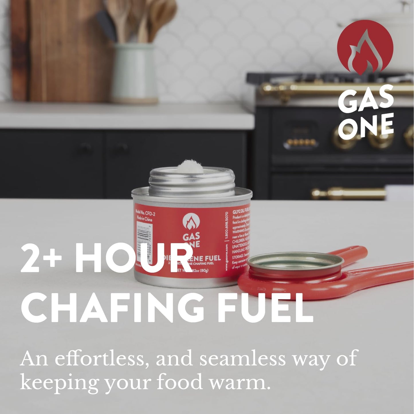 GasOne 2+ Hour Chafing Fuel - Food Warmer for Chafing Dish Buffet Set - Liquid Safe Fuel with Wick & Lid Opener for Chafing Dish (Pack of 12)