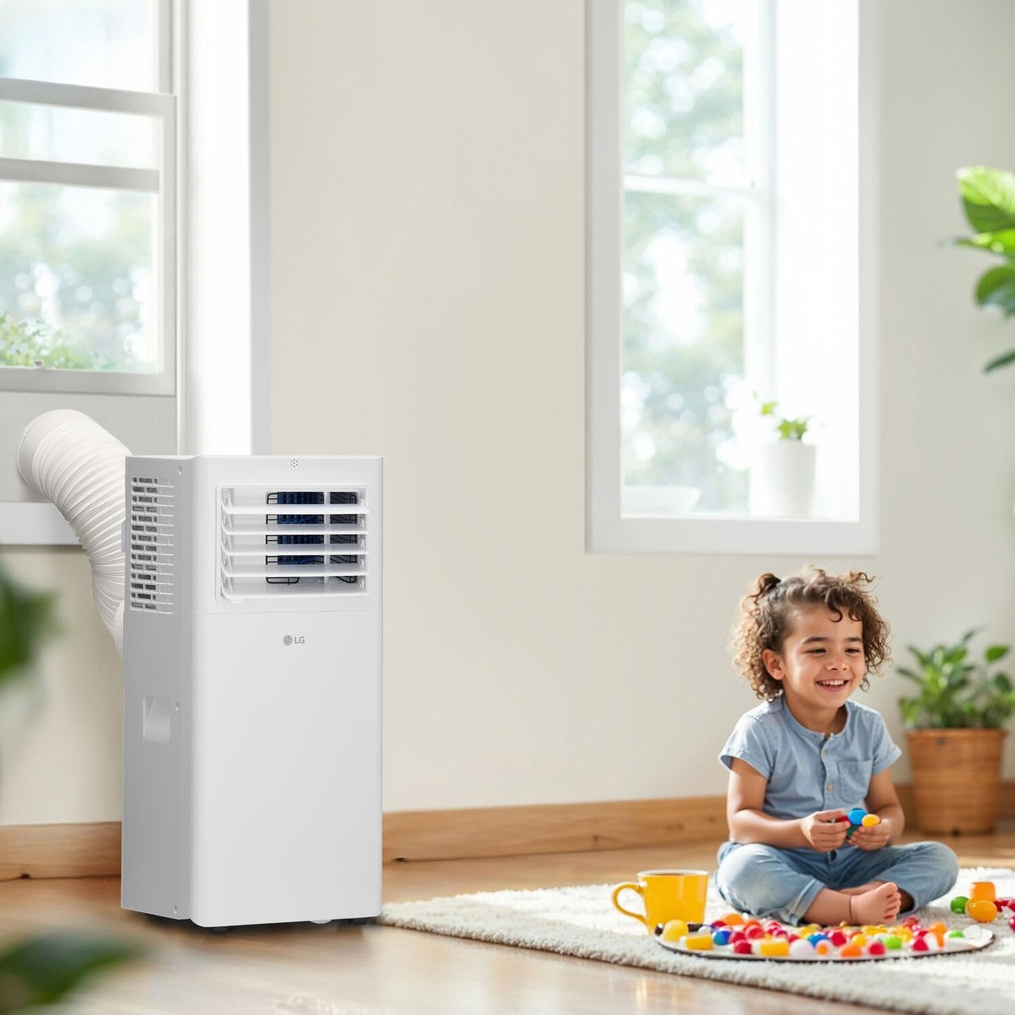 LG 6,000 BTU (DOE) / 10,000 BTU (ASHRAE) Portable Air Conditioner, Cools 250 Sq.Ft. (10' x 25' room size), Quiet Operation,LCD Remote, Window Installation Kit Included, 115V