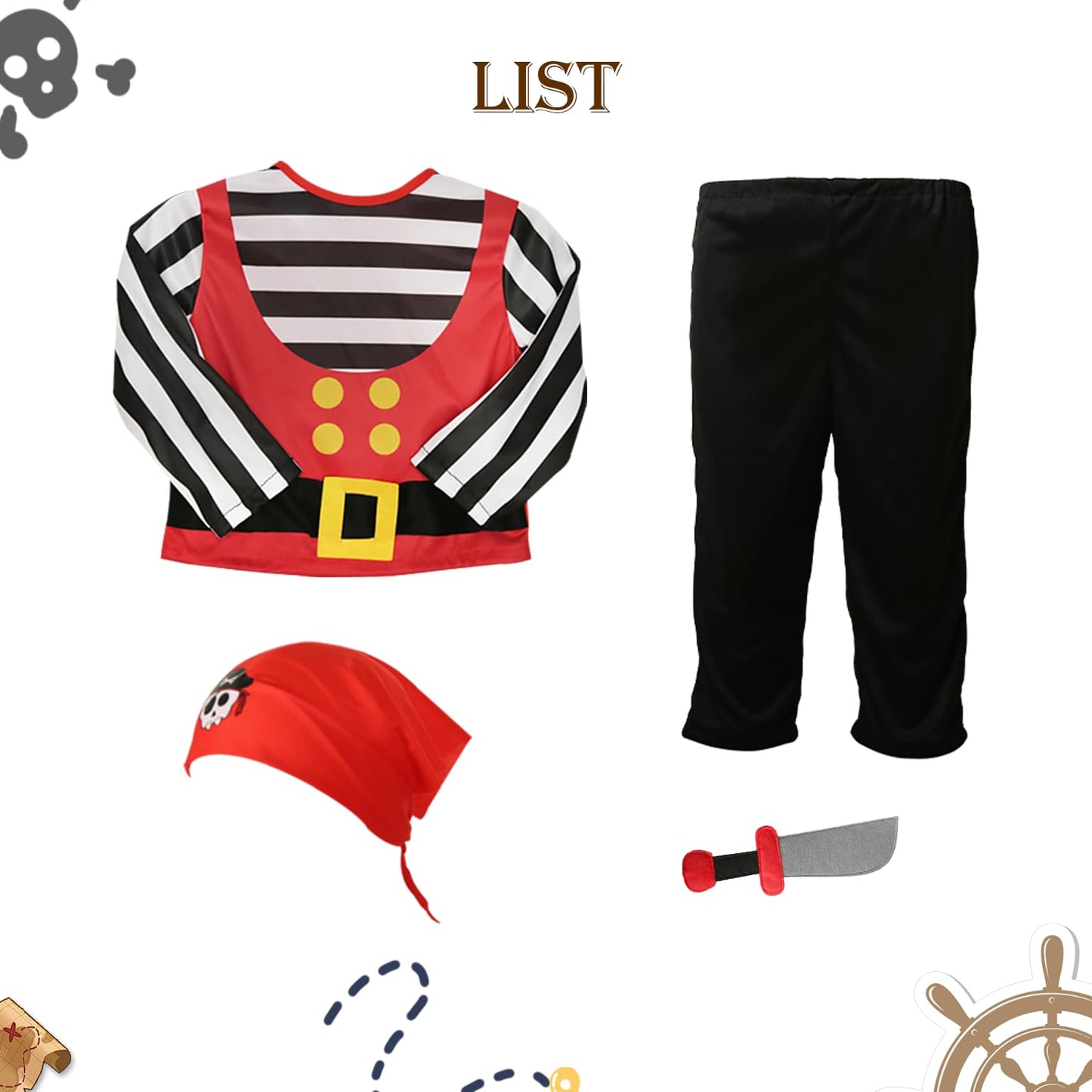 MCJC Baby Pirate Costume Set with Accessories for Toddlers, Cosplay Dress Up Set for Halloween