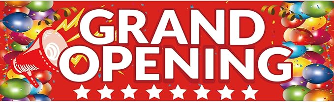 Grand Opening Banner, 3 x 10 ft New Store Grand Opening Sign and Rope, Oxford Cloth Large Advertising Backdrop Decor for S...