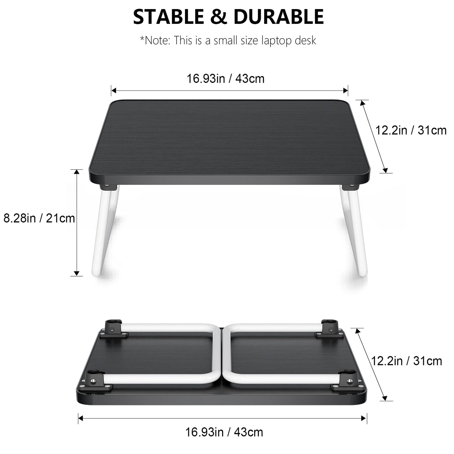 Lap Desks Laptop Tray for Bed or Couch,Portable Breakfast Serving Tray with Folding Legs,Foldable & Lightweight Mini Table, Laptop Stand for Working, Reading and Writing,Black