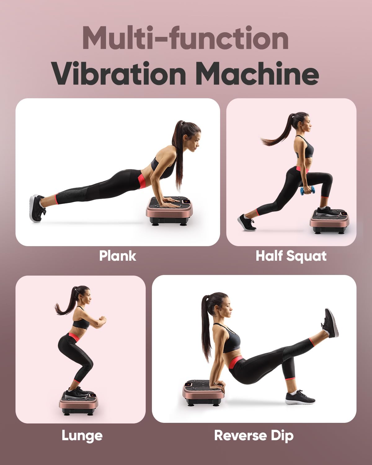 WATEYA Vibration Plate Exercise Machine Vibrating Platform for Fun Lymphatic Drainage and Weight Loss, Vibrant Home Workout Equipment with 1-200 Speeds, Stylish Fitness Gear (Pink)