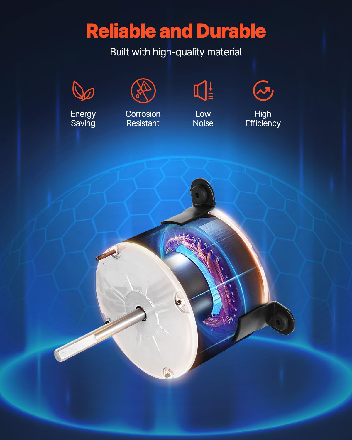 Vevor 3108706.916 Rv Ac Fan Motor Compatible With Dometic Brisk Air I Model - Single Phase, 1/5Hp Ac115V 2.6A 1650 Rpm (3 Speeds