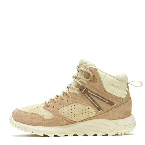 Merrell Women's Wildwood Mid Leather Waterproof Hiking Shoe, Tan/Reed, 7.5
