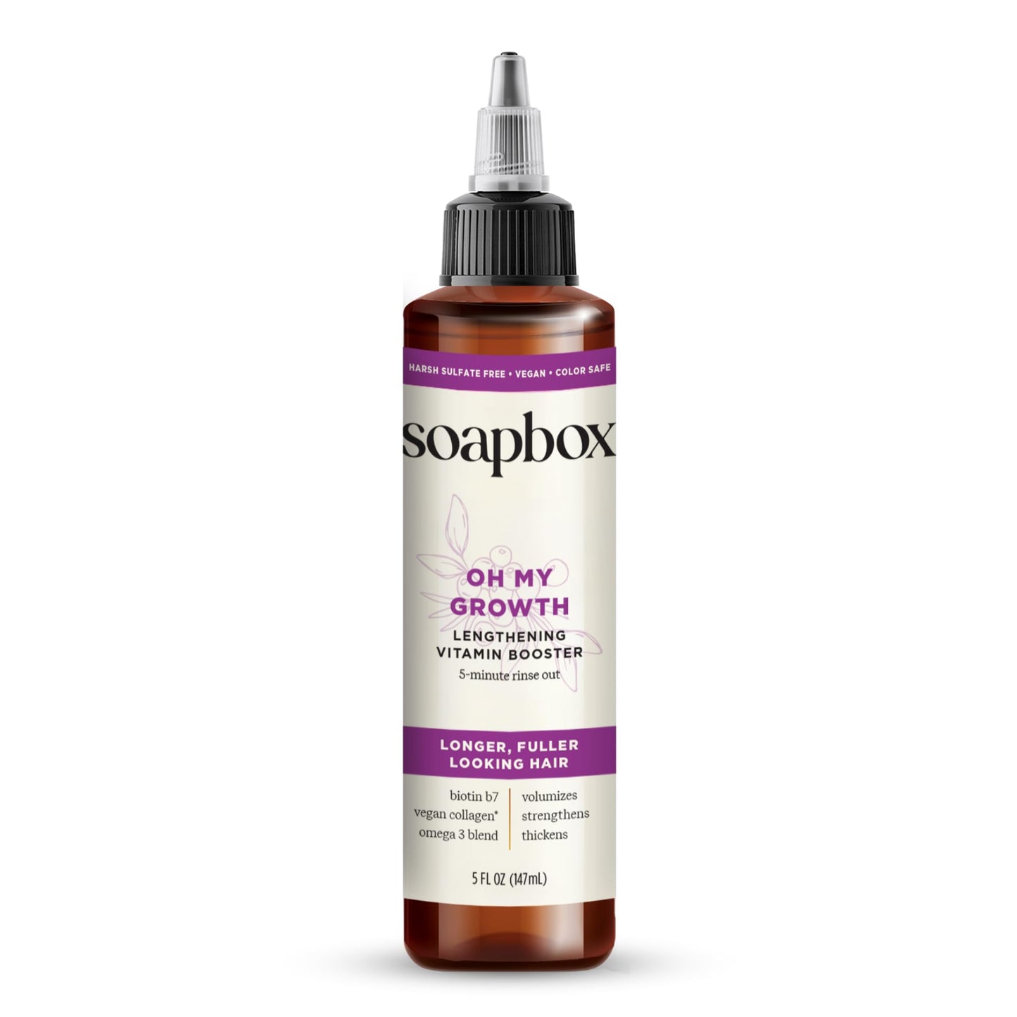 Soapbox Oh My Growth, Lengthening Vitamin Booster Treatment for All Hair Types with Biotin, Vegan Collagen & Vitamins A & C, Par