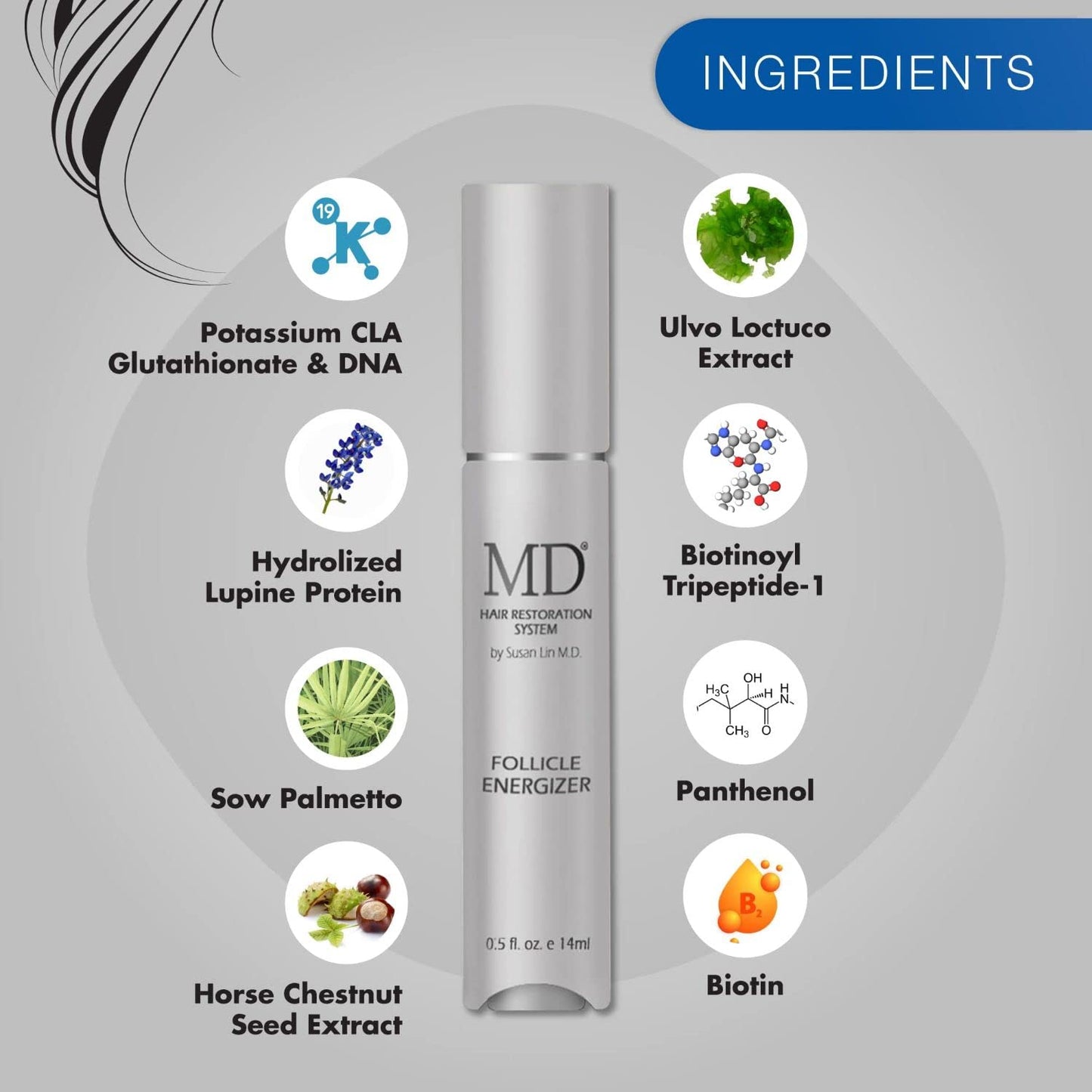 MD Factor Natural Hair Growth Serum | Follicle Energizer Serum - Prevents Thinning Hair & Hair Loss By Stimulating Hair Follicle