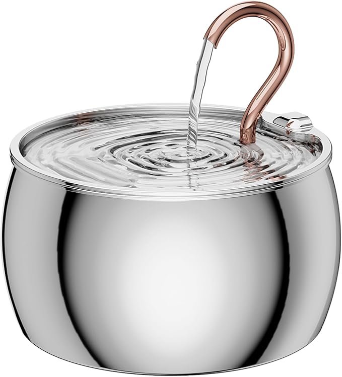 Cat Water Fountain Stainless Steel -2.5L/84oz Gooseneck Kitty Cat Fountain for Drinking Spout - Pet Water Fountain for Cat...