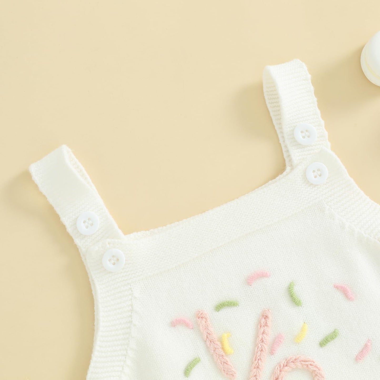 Frietlebird Half Birthday Outfit Baby Girl Sleeveless Knit Romper Sweet 1/2 Birthday Outfit Cute Infant Summer Clothes Birthday Gift (A-White Half,3-6 Months)