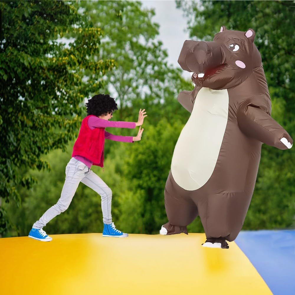 Rysotowy Inflatable Hippo Costume for Adult Funny Blow up Halloween Costume Inflatable Animal Mascot Suits Costume