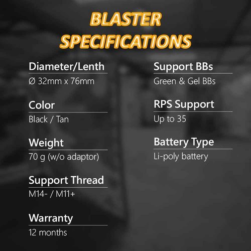 ACETECH Airsoft Pistol/Riffle Flash Tracer Unit Blaster 14mm CCW Negative Thread with M14- to M11+ Green/Gel BB LED Flare Lighting Effect (Tan)