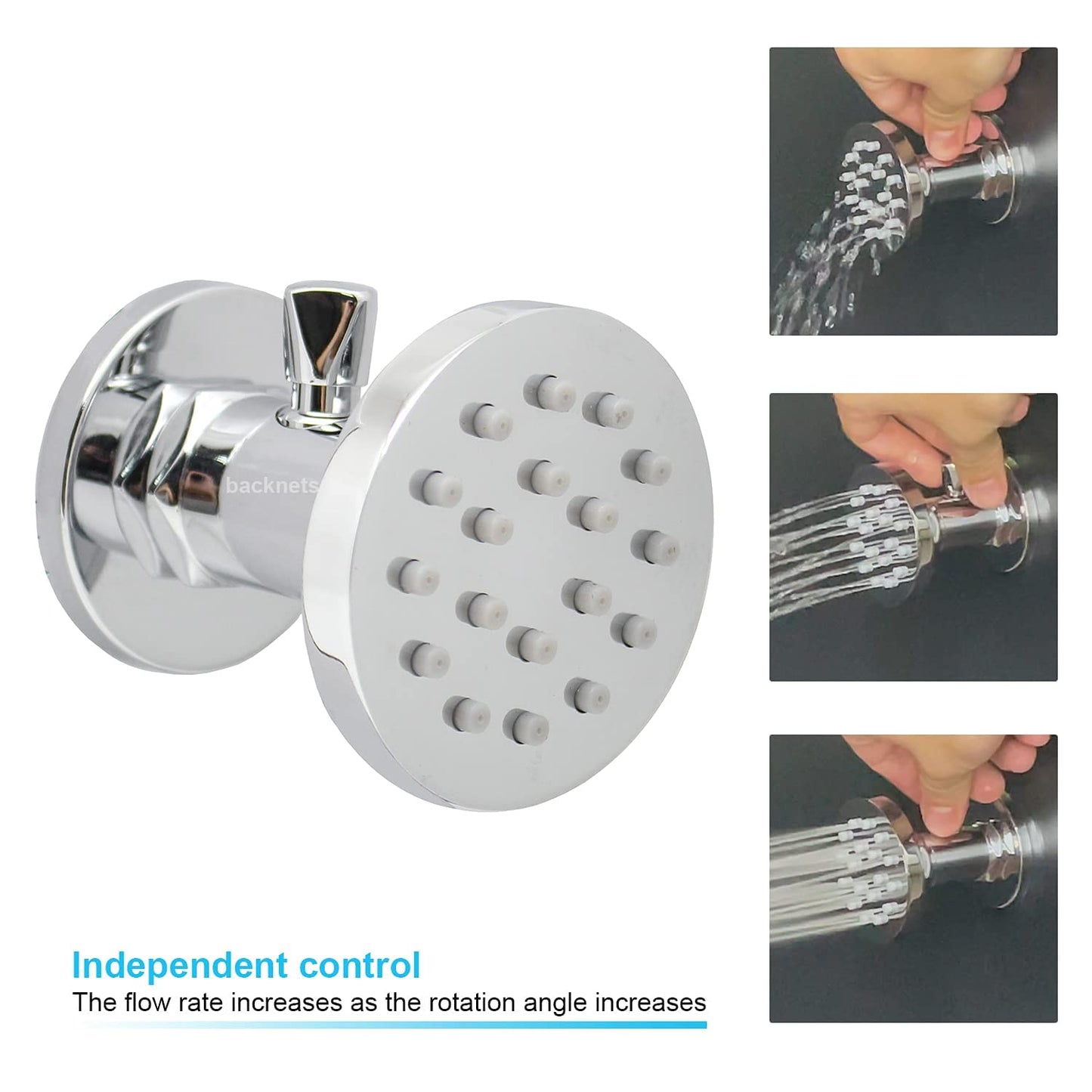 (Upgrade) Backnets Shower Body Spray with On Off Solid Brass Round Shower Jets 6 PCS Massage Showerhead Wall Nozzle, Flow Can Be Controlled, Independent Switch Sprayer (6PCS, Polished Chrome)