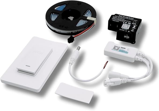 PoE Texas RGB LED Strip Lighting Kit - Plug & Play PoE Driver with COB LED Strip - Wireless Light Switch & App Control - I...