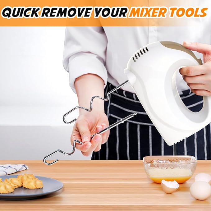 Hand mixer - 5 Speed Portable Kitchen Mixer Electric Handheld with 5 Stainless Steel Accessories Whisk, Food Beater, ‌Ivory
