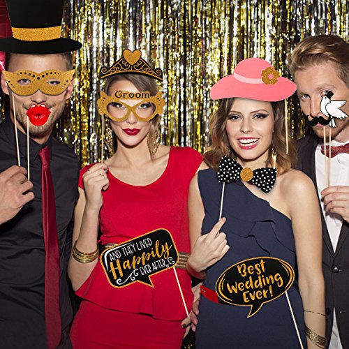60Pcs Wedding Photo Booth Props, Wedding Props for Photos Bachelorette Weddings Shower Party Decorations