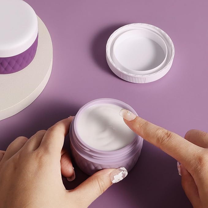 Travel Containers for Toiletries, Silicone Cream Jars BPA-Free, TSA Approved 2oz Travel Size Containers, Leak-proof Silicone Jars with Lid for Cosmetic Face Hand Body Cream (4 Pack)