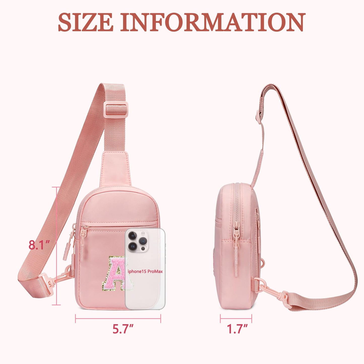 KKXIU Gifts for 6 7 8 9 10 11 12 Year Old Girls Initial Sling Bag Trendy Crossbody Fanny Pack for Teens (A, Pink)