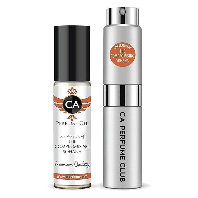 CA Perfume Duo Impression of The Compromising Sohana For Men Perfume Layering Set Mens Cologne Long Lasting Travel Size EDP + Body Oil Roll-On Bottle 0.27 Fl Oz+0.33 Fl Oz
