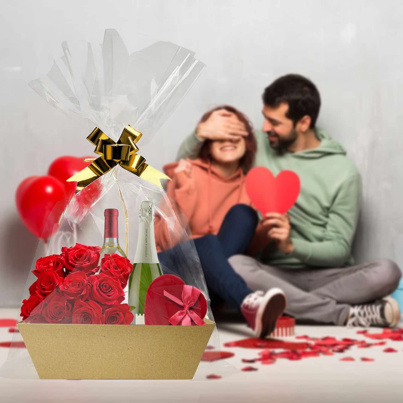 Baskets For Gifts Empty, 6 PCS Sturdy Diy Bulk Gift Basket Kraft Market Tray Cardboard Basket With Handles, Gift Baskets Kit Supplies Wrap To Fill For Birthday Christmas Valentines Thanksgiving