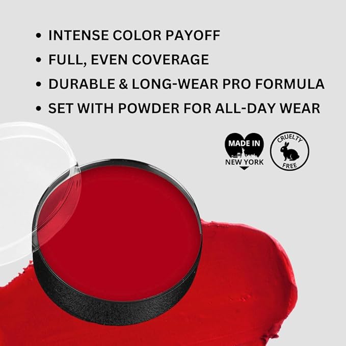 Mehron Makeup Color Cups | Stage, Foundation, Face Paint, Body Paint, Halloween Makeup | Greasepaint .5 oz (14 g) (Red)